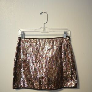 Vintage Express Y2K Sequin Mini Skirt - Copper & Gold Womens Size 1/2 NWOT
